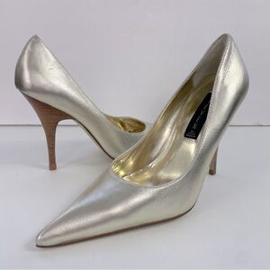 Steven‎ by Steve Madden Gold Point-Toe High Heeled Pumps